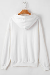 White Fleece Lined Kangaroo Pocket Drawstring Chunky Hoodie Sweatshirts & Hoodies JT's Designer Fashion