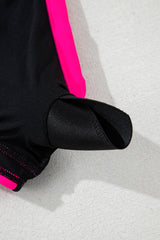 Black Color Block Drawstring Side V Neck High Waist Bikini Set Bikinis JT's Designer Fashion