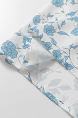 Sky Blue Floral Contrast Bow Puff Sleeve Mini Dress Mini Dresses JT's Designer Fashion