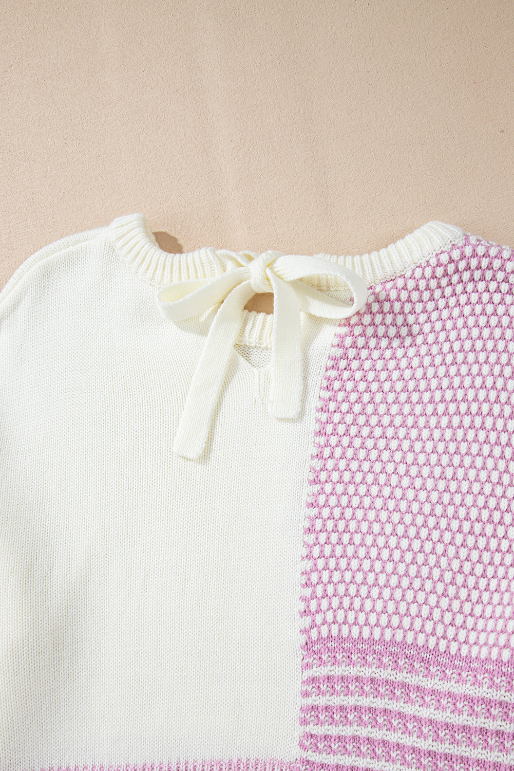 Bonbon Neutral Colorblock Tie Back Sweater Sweaters JT's Designer Fashion