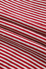 Red Stripe Geometric Textured Drop Shoulder Sweater Sweaters JT's Designer Fashion