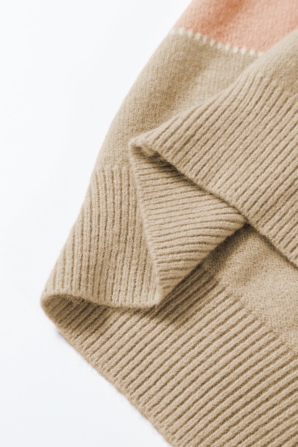 Dusty Pink Color Block Lantern Sleeve Drop Shoulder Sweater Sweaters JT's Designer Fashion