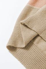 Dusty Pink Color Block Lantern Sleeve Drop Shoulder Sweater Sweaters JT's Designer Fashion