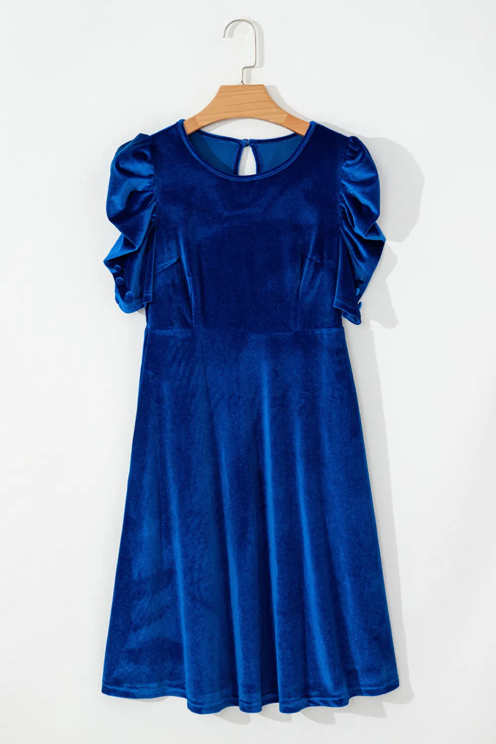Velvet Round Neck Puff Sleeve Dress Mini Dresses JT's Designer Fashion