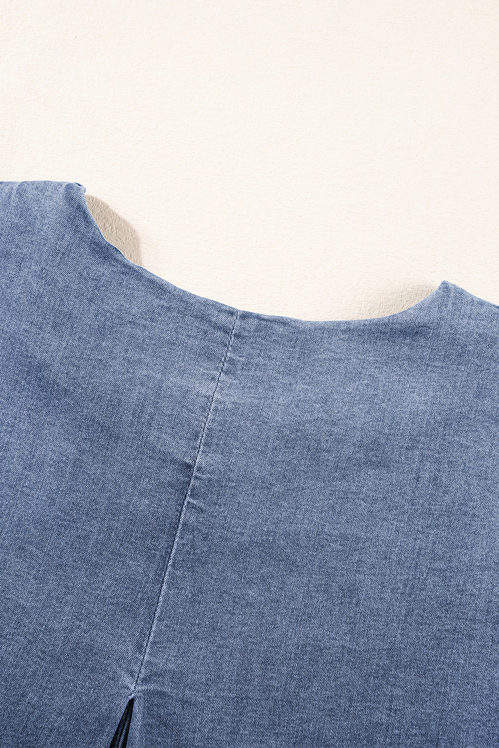 Light Blue Denim Cuffed Sleeve Tee Elastic Shorts Set Short Sets JT's Designer Fashion