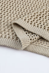 Khaki Hollow-out Knit Long Sleeve Top Long Sleeve Tops JT's Designer Fashion