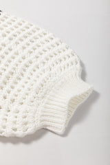 White Stripe Contrast Striped Crochet Puff Sleeve Sweater Sweaters JT's Designer Fashion