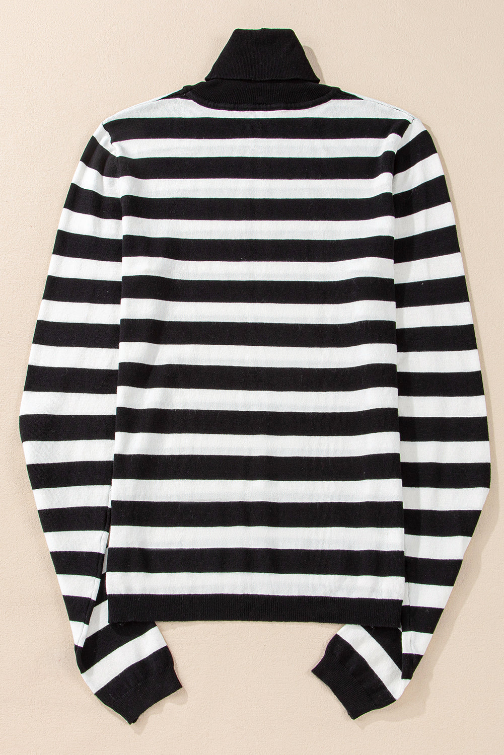 Black Stripe Slim Fit High Neck Knit Sweater Sweaters JT's Designer Fashion