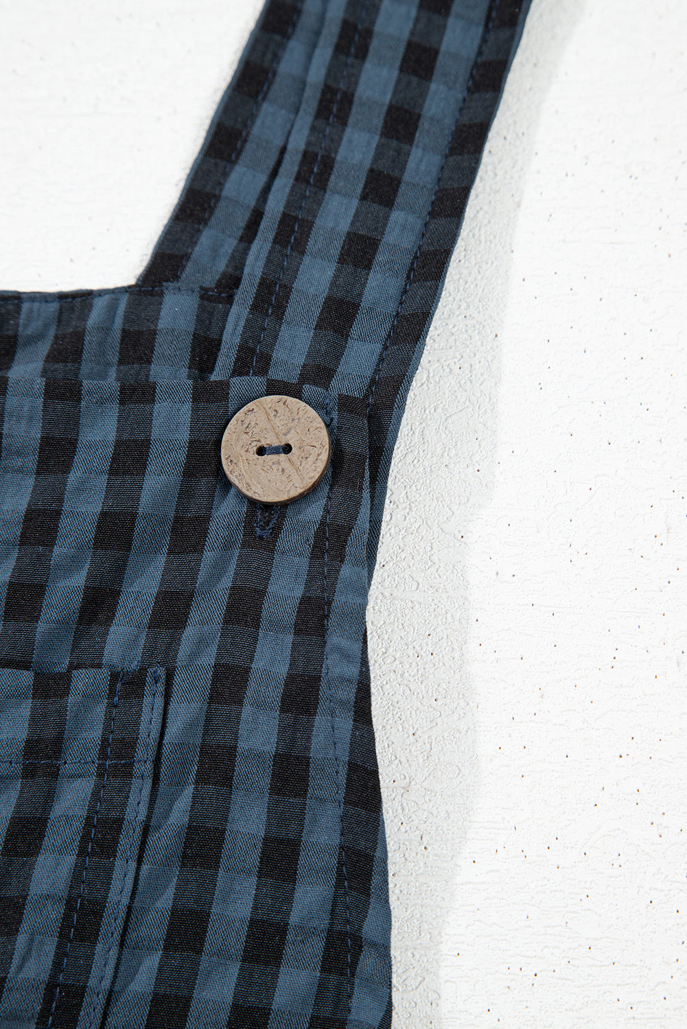 Sail Blue Plaid Print Buttoned Pocketed High Waist Overall Jumpsuits & Rompers JT's Designer Fashion