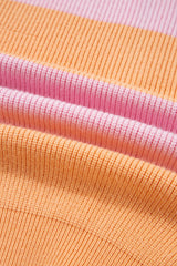 Orange Stripe Colorblock Half Zip Oversize Sweater Sweaters JT's Designer Fashion