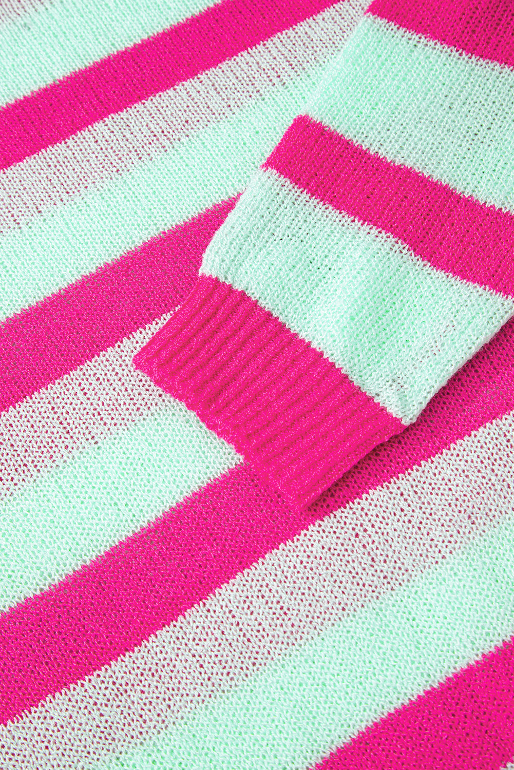 Green Stripe Round Neck Casual Sweater Sweaters JT's Designer Fashion