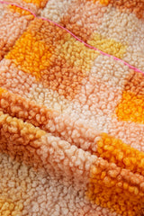 Orange Checkered Sherpa Hooded Jacket Jackets JT's Designer Fashion