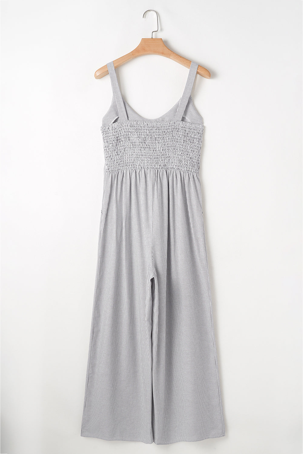 Black Stripe Half Buttoned Sleeveless Wide Leg Jumpsuit Jumpsuits & Rompers JT's Designer Fashion