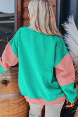 Blossom Colorblock Patchwork Drop Shoulder Sweatshirt Sweatshirts & Hoodies JT's Designer Fashion