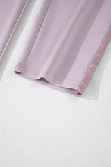 Orchid Petal Drawstring Waist Satin Stripe Patch Straight Leg High Waist Pants Pants & Culotte JT's Designer Fashion