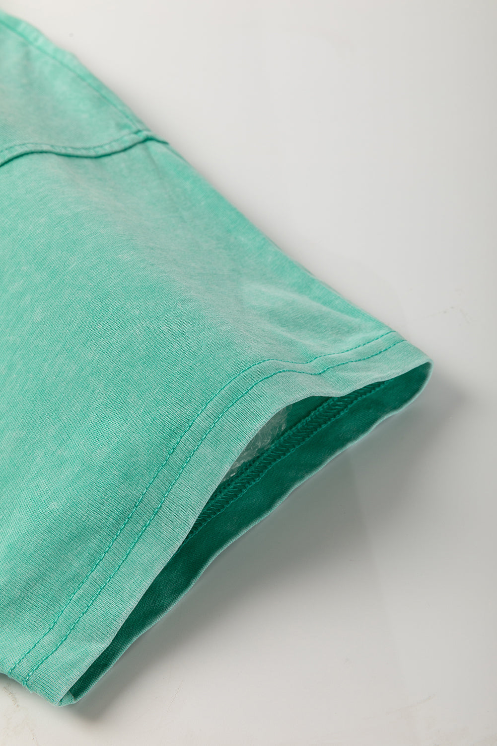 Mint Green Mineral Wash Flower Patchwork Mini T Shirt Dress T Shirt Dresses JT's Designer Fashion