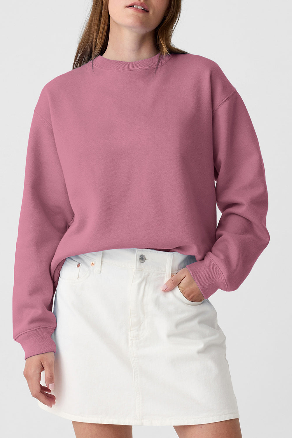 Valerian Plain Drop Shoulder Crewneck Pullover Sweatshirt Sweatshirts & Hoodies JT's Designer Fashion