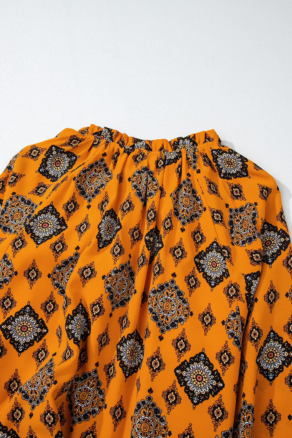 Orange Western Geometric Print Tiered Frilled Loose Fit Midi Dress Midi Dresses JT's Designer Fashion
