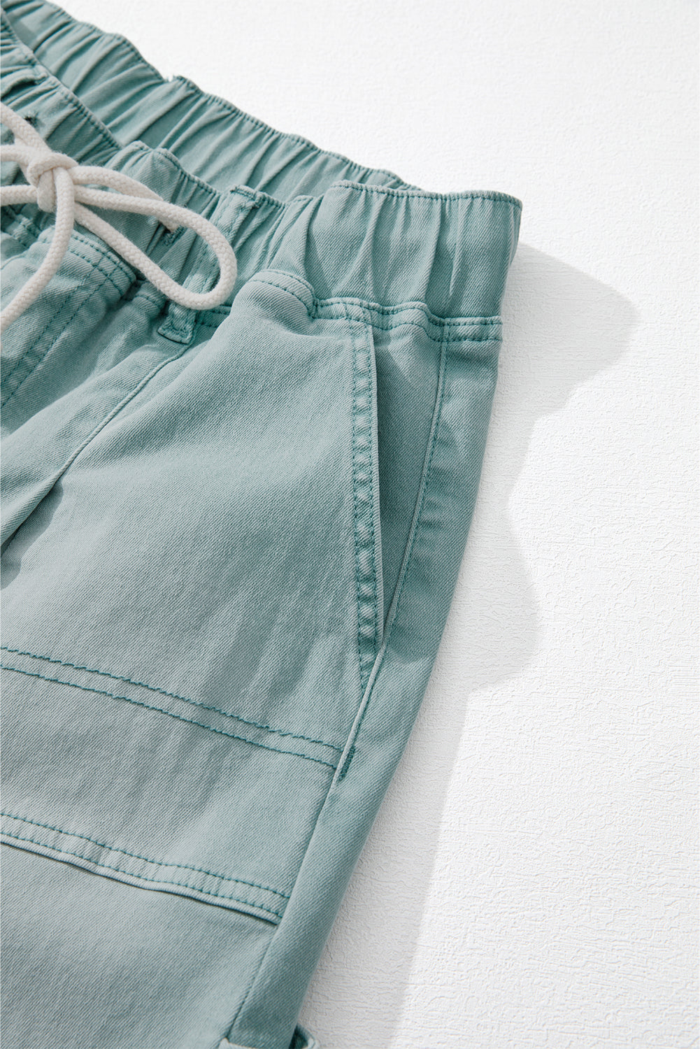 Smoke Green Mineral Wash Drawstring High Waist Wide Leg Jeans Jeans JT's Designer Fashion