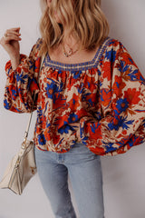 Multicolour Floral Print Square Neck Backless Loose Fit Blouse Blouses & Shirts JT's Designer Fashion