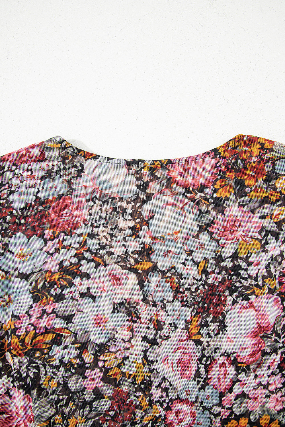 Brown Mesh Leopard Floral Reversible V Neck Short Sleeve Dress Dresses JT's Designer Fashion