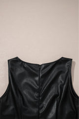 Black Vegan Leather Sleeveless Mini Dress Mini Dresses JT's Designer Fashion