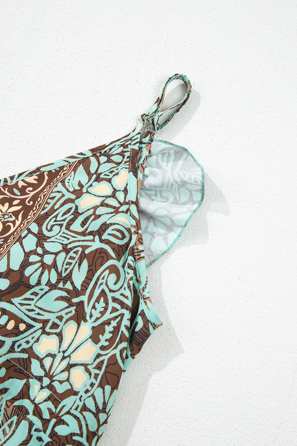 Green Floral Print V Neck Ruffled Trim Backless Tassel Waist Maxi Dress Floral Dresses JT's Designer Fashion