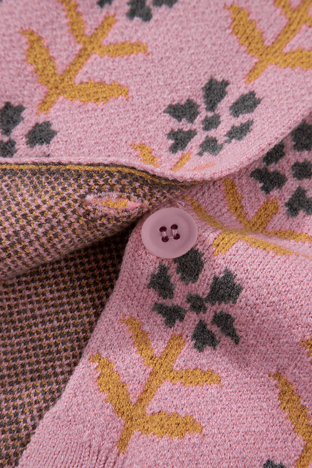 Pink Floral Button Down Ribbed Banded Cardigan Sweater Cardigans JT's Designer Fashion