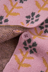 Pink Floral Button Down Ribbed Banded Cardigan Sweater Cardigans JT's Designer Fashion
