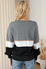 Gray Colorblock V Neck Sweater Sweaters & Cardigans JT's Designer Fashion
