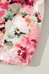 Pink Floral Sleeveless Halter Neck Shirred Back Ruffled Mini Dress Floral Dresses JT's Designer Fashion