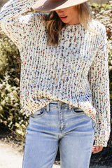 White Confetti Reversible Twist Sweater Sweaters JT's Designer Fashion