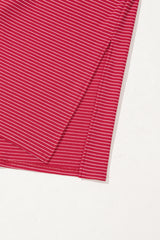 Red Stripe Criss Cross Side Slits Slim Fit Sleeveless Midi Dress Midi Dresses JT's Designer Fashion