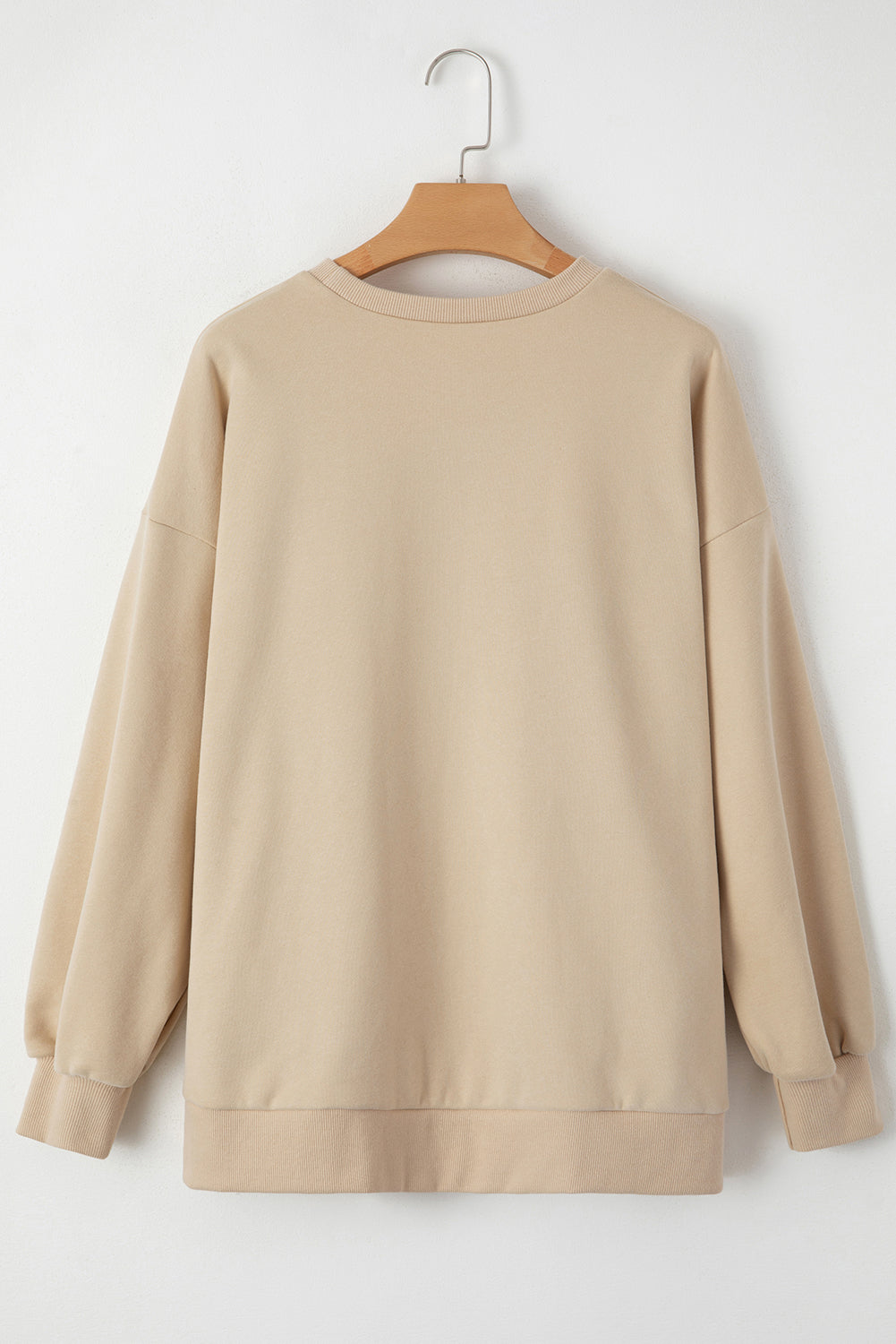 Apricot Solid Fleece Lined Drop Shoulder High Low Sweatshirt Sweatshirts & Hoodies JT's Designer Fashion