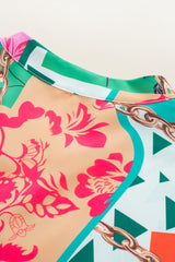 Multicolour Abstract Printed Half Sleeve Notched Neck Mini Dress Mini Dresses JT's Designer Fashion