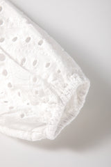 White Eyelet Embroidered Puff Sleeve V Neck Blouse Blouses & Shirts JT's Designer Fashion