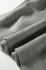 Light Grey Pearled Drop Shoulder Round Neck Sweater Sweaters JT's Designer Fashion