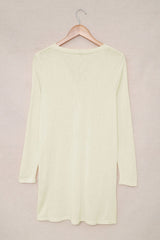 Beige Solid Color Open-Front Buttons Cardigan Sweaters & Cardigans JT's Designer Fashion