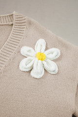 Parchment Elegant Flower Decor Button Front Cardigan Cardigans JT's Designer Fashion
