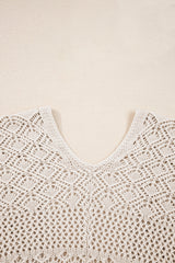 Jet Stream Mix Pattern Hollowed Knit Open Front Cardigan Sweaters JT's Designer Fashion