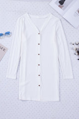 White Solid Color Open-Front Buttons Cardigan Sweaters & Cardigans JT's Designer Fashion