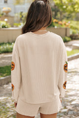 Parchment Halloween Sequin Pumpkin Corded Two Piece Shorts Set Graphic Sets JT's Designer Fashion