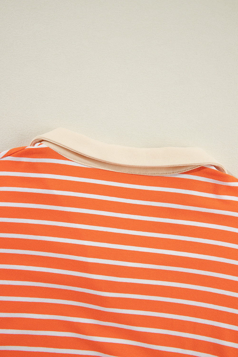 Orange Stripe Color Block Loose Fit Collared Drop Shoulder Sweatshirt Sweatshirts & Hoodies JT's Designer Fashion