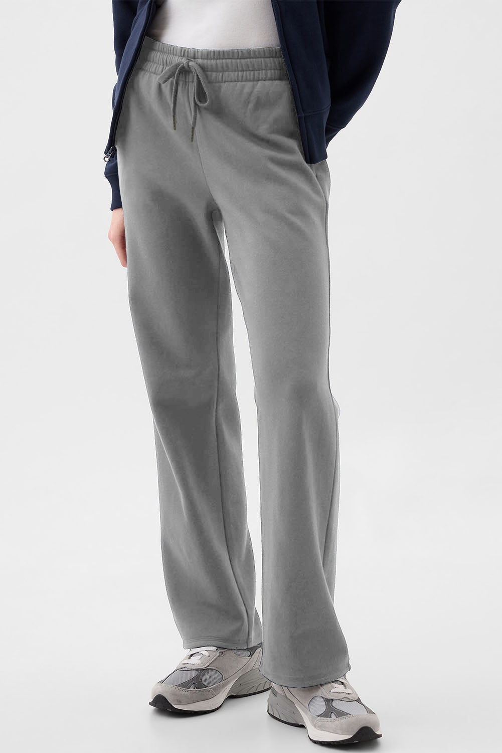 Light Grey Solid Color Fleece Lined Drawstring Waist Casual Pants Pants & Culotte JT's Designer Fashion