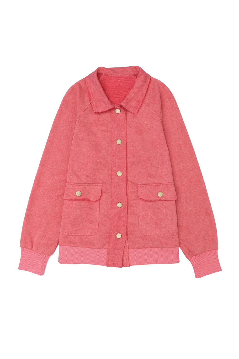Fiery Red Vintage Washed Flap Pocket Button Shacket Jackets JT's Designer Fashion