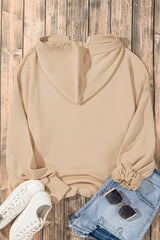 Parchment Solid Kangaroo Pocket Half Zipper Oversized Hoodie Sweatshirts & Hoodies JT's Designer Fashion