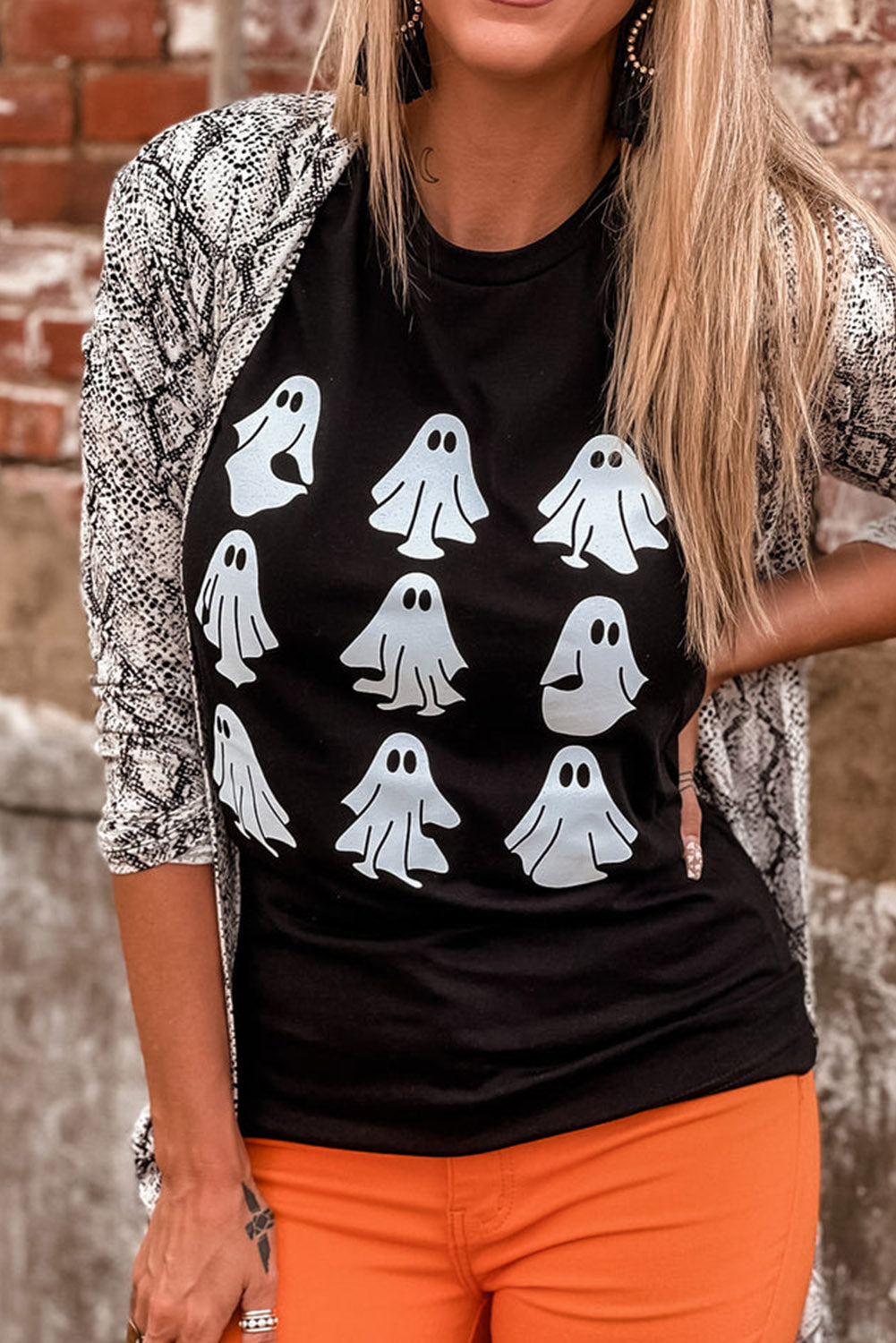 Black Halloween Ghost Graphic Tee Graphic Tees JT's Designer Fashion