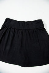 Black Wide Waistband Ruched Skort Casual Shorts JT's Designer Fashion