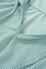 Green Loose Fit Ribbed V Neck Hoodie Sweatshirts & Hoodies JT's Designer Fashion