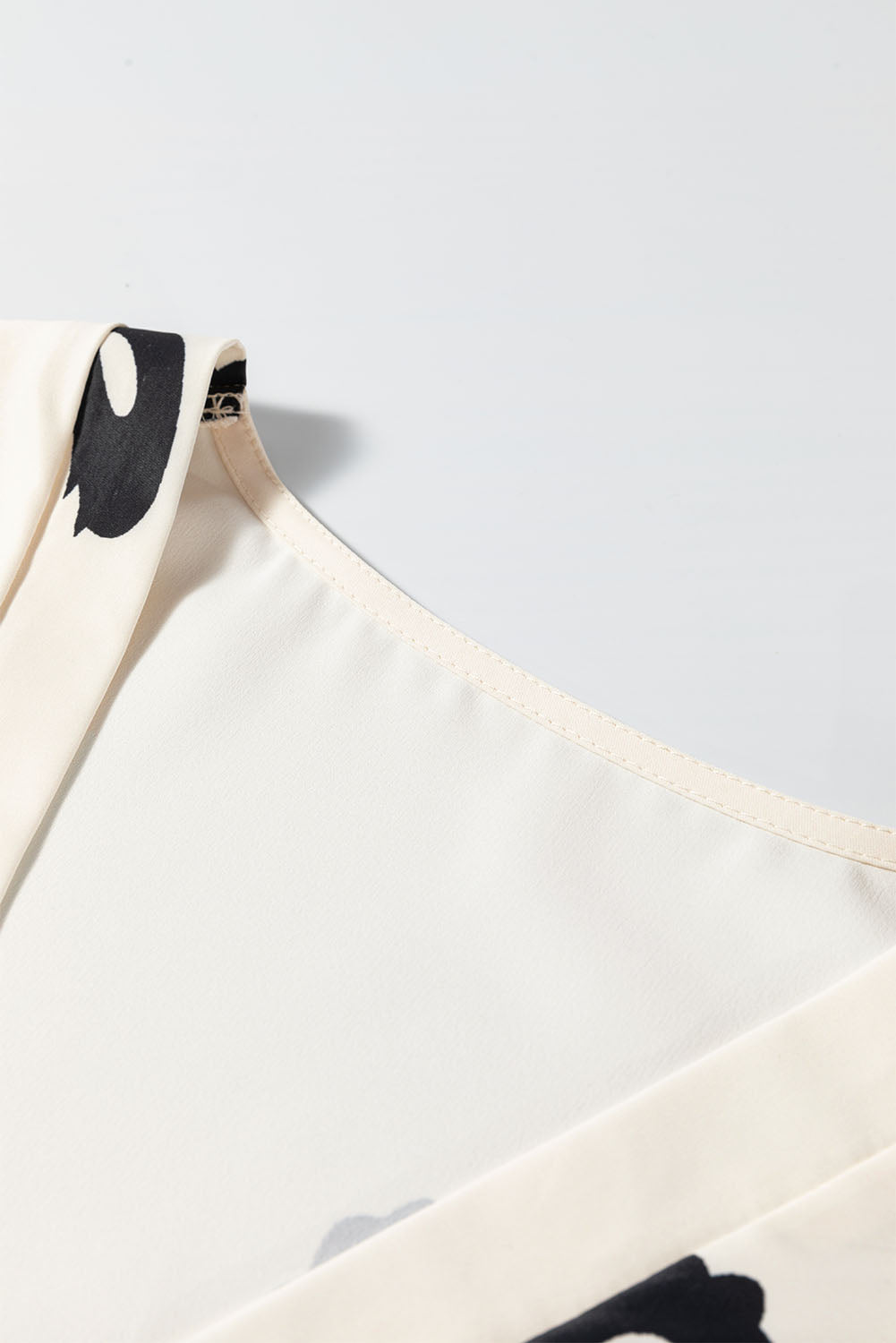 Black Vintage Print V Neck High Waist Short Sleeve Dress Mini Dresses JT's Designer Fashion